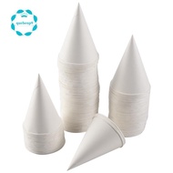 White Paper Cone Cups, Snow Cone Cups,Coated Leakproof Cone Paper Cups for , Shaved Ice, Water 200Pc