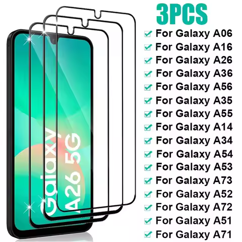 3Pcs Tempered Glass for Samsung Galaxy M56 A56 A36 A16 A06 A26 Screen Protector A35 A55 A34 A54 A73 
