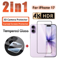 2 IN 1 Full Coverage Film for iPhone 17 Clear Tempered Glass for iPhone 17 Air 16 16e 11 12 13 14 15