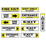 Signage for establishments Yellow signage Directional signage Entrance Exit Sign One way Sign Fire