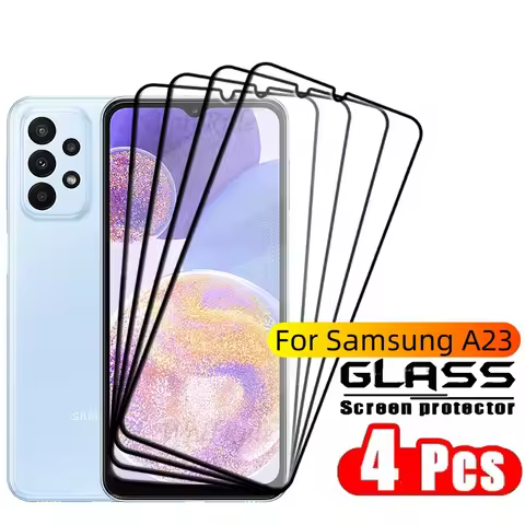 4PCS Full Cover Glass For Samsung A23 Glass Samsung Galaxy A23 Tempered Glass Full Glue Cover Screen