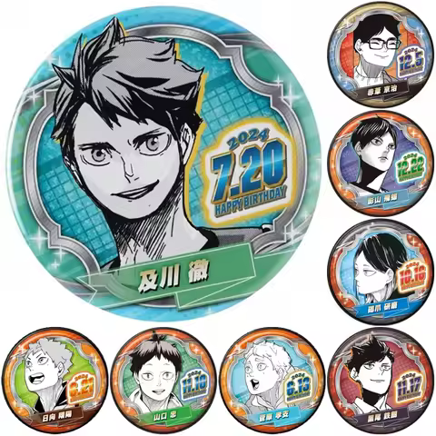 58mm Anime Haikyuu Happy birthday Akaashi Keiji Tobio Kageyama Cosplay COSTUME Badge Pin SPTE Tinpla