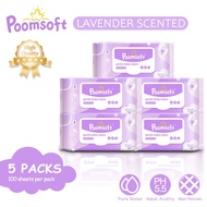 POOMSOFT Non Alcohol Baby Wet Wipes/Lavendar Wet Tissue (5Pack-500Pcs)