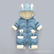 Baby Jumpsuit Baby Plus Velvet Thick Outing Romper Newborn Outing Hug Clothes 1-2 Years Old 3 Childr