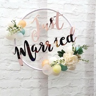 Rose  Just Married Mr & Mrs Team Bride English Words Wedding Party Banner Decoration String Flag