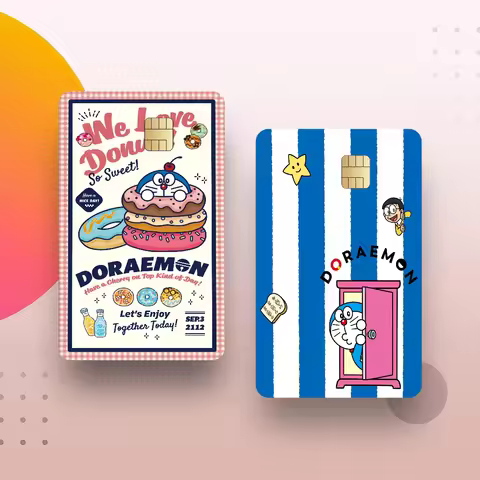 Doraemon Game Anime Sticker Film Skin Cover Case For Small Large No Chip Debit Credit Card Front Sid