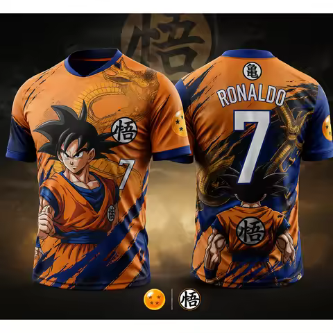 Dragon Ball/ Ronaldo No.7 Short Sleeve T-Shirt Children/Youth Oversized Breathable Quick Drying Jers