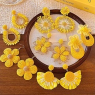 Yellow Braided Earrings Exaggerated Face Small Earrings Earrings Earrings