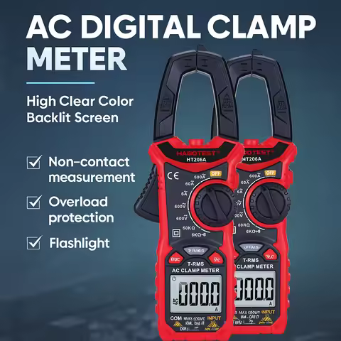 HT206A/B/D Digital Clamp Meter TRMS Multimeter AC/DC Current Voltage Tester Auto/Manual Range NCV Ba