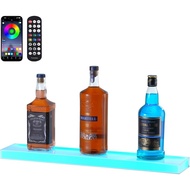 VEVOR LED Lighted Liquor Bottle Display, 2 Tiers 40 Inches, Supports USB, Illuminated Home Bar Shelf