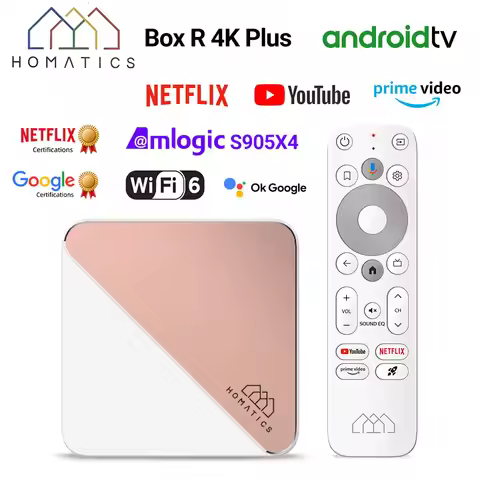 HOMATICS Box R 4K Plus TV Box AndroidTV 14 Netflix Google Certified Amlogic S905X4 4G32G Support DTS