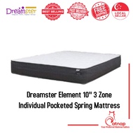 Dreamster Element 10" 3 Zones Individual Pocketed Spring Mattress Bamboo Knitted Fabric
