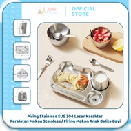 PERALATAN Sus 304 Laser Character Stainless Plates / Stainless Bowl Glass Plates / Stainless Tablewa
