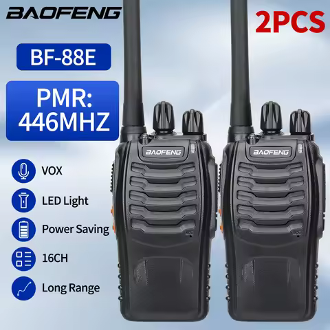 2PCS Baofeng BF-88E Walkie Talkie PMR 446MHz 1500mAh 16 Channel Long Range Flashlight Upgraded BF-88