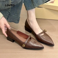 Casual Plain Flowers French Commute Pointed Low Heels Light Loafers for Women LFA75020