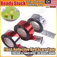 80M Flash Reflective Bird Scare Tape Repeller Ribbon Tapes Repel Reflect Light Halau Burung 80M Orch