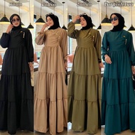 Shella Dress Gamis ArmaniSilk Polos Baju Wanita Muslim Pesta Lebaran