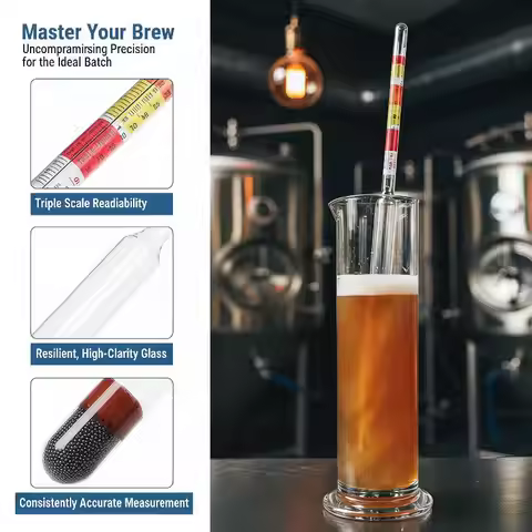 1Pcs Triple Scale Hydrometer High Accuracy Specific Gravity Meter for Alcohol Brix Readings Home Bee