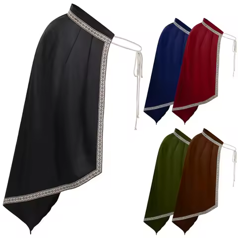 Multi Colors Medieval Men's Renaissance Shawl Half-cape Medieval Knight's Battle Dress Halloween Cos