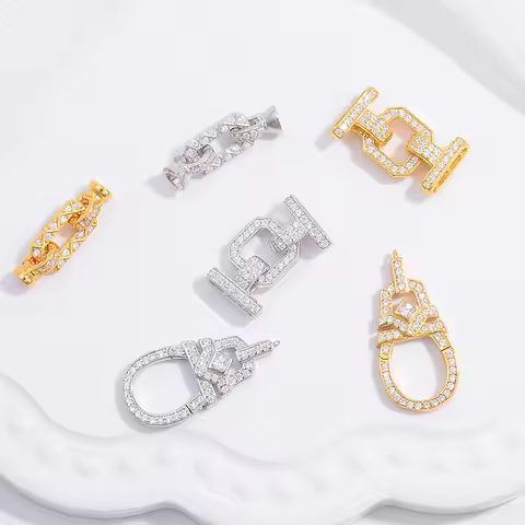 S925 Sterling Silver Cubic Zirconia Clasps Hooks Connectors DIY Bracelets Necklaces Jewelry Making A