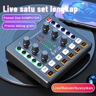 JUFOSIEN M8 soundcard Mixer Bluetooth sound card Audio USB External kartu DJ Mixer Pengurangan Kebisingan untuk Streaming Langsung Mikrofon ganda iringan bluetooth