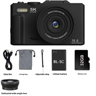 HJX WD08 Digital Camera for Photography, 5K Vlog Camera 3 Inch 180° Flip Screen 18x Digital Zoom Com