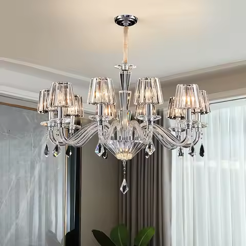 Modern K9 Crystal Lustres De Cristal Lamps Chandeliers D67cm 6L Candle 110V/220V Crystal Shades Home
