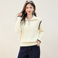 7.Modifier | Áo Len Dệt Kim Có Mô Tả Giảm Cân Zip Nửa