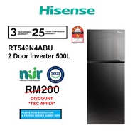 (SEDA) Hisense 500L 2 Door Inverter Fridge RT549N4ABU Refrigerator (Black Glass) / 500L RT549N4AWU (
