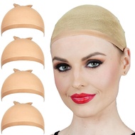 ALLAURA 4 pieces (Nude) Stocking Wig Caps Stretchy Nylon Wig Caps for Women - Liner Weaving Caps for