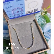 990 Rice Bead Silver Necklace, Two Tone Silver-Gold, Certified