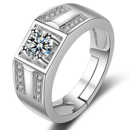 Fashion 925 Sliver Engagement Ring 1.2ct Diamond CZ Zircon Brand Men Jewelry