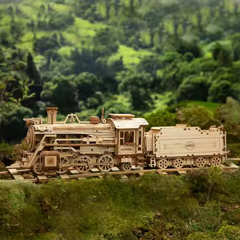 ROKR 3D Adult Wooden Puzzle - Mechanical Train Vehicle Model Kit, Unique Birthday Gift for Teens, MC