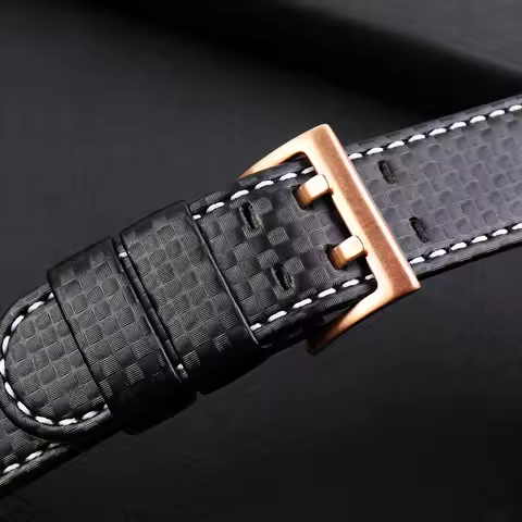 Rose gold rivet Watch band For Hamilton Khaki aviation Strap H77696793 H7736733 Carbon fiber leather