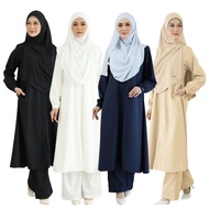 ESTIFA Ayla Suit 8.0 - Umrah/Haji Jubah Seluar Muslimah blend cotton hitam putih full lining, berpok