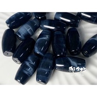 [Yujinfang Hand-Made Materials] Blue Tiger Eye Barrel Beads Natural Stone Dzi Bead Type Lightning Cr