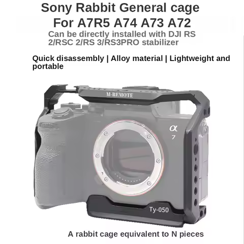 M-REMOTE A74 Aluminum Alloy Camera Cage for cage sony A7R5 A73 w Cold Shoe Mount 1/4&3/8 Inch Screw 