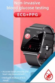 2023年 新款  智能 手錶  高清 1.72寸屏 無創血糖 PPG+ECG心電圖 血壓 血氧 體温 心率 健康檢測 A1 智能分析報告 男女用 智能手環 安卓 IOS Smart watch