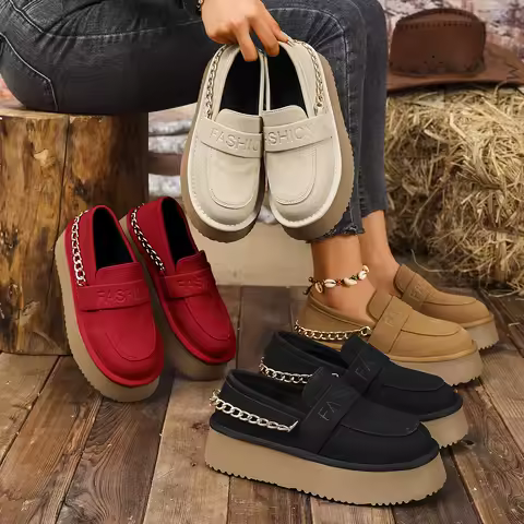 Casual Woman Shoe Female Footwear Clogs Platform All-Match Dress Creepers New Comfortable PU Med Con