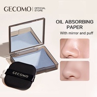 GECOMO Oil-absorbing Paper, Bamboo Charcoal Remove Grease Oil Control, with puff mirror Lasting Matt