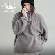 MADEN brand Womens Youth 2024 Winter New American Velvet Hoodie Half Open Fleece Fleece Warm Coat Fl