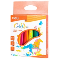 Deli Colour Pencil Set Pensel Warna Light Wood Free Triangle Grip (12 Colours)