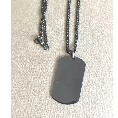 10pcs lot New Arrived Stainless Steel Guban Chain Black Steel Color ID Tag Pendant Necklace