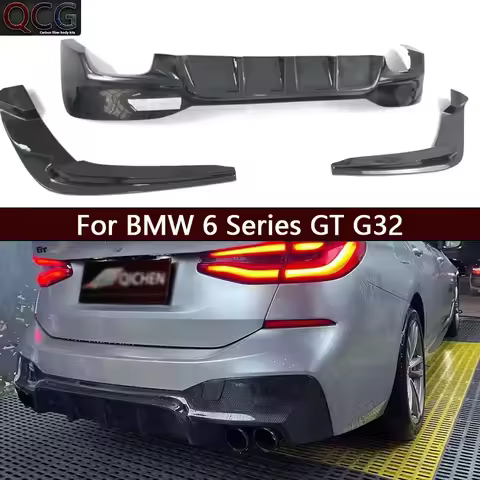 For BMW 6 Series GT G32 630 640 6GT Carbon Fiber Back lip Car Rear Bumper Diffuser Splitters Spoiler