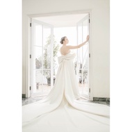 WHITE BOW COUTURE PREWEDDING WEDDING GOWN LONG TAIL COUTURE GOWN
