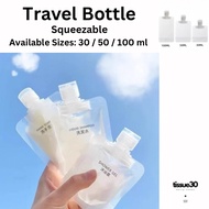 [SG Local] Reusable Soft Travel Shampoo Bottle 30/50/100 ml Foldable Lotion Bottle Pouch Squeeze Bag Disposable