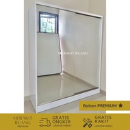 (DO) Lemari Pakaian Full Cermin Sliding 2 Pintu Premium Bahan Blockmin dan HPL TACO