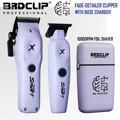 BRDCLIP Purple Professional Barber Clipper Set Hair Trimmer Detailer Clean Up Shaver Fade Haircut Ma