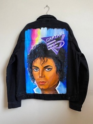彩繪牛仔夾克 手工定制夾克 Michael Jackson, Thriller Captain Gi