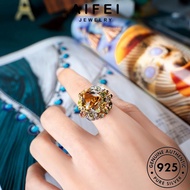 AIFEI JEWELRY Ring For Round Perak Cincin Gold Korean Retro Adjustable 925 Sterling 純銀戒指 Original Citrine Accessories Perempuan Silver Women R2380